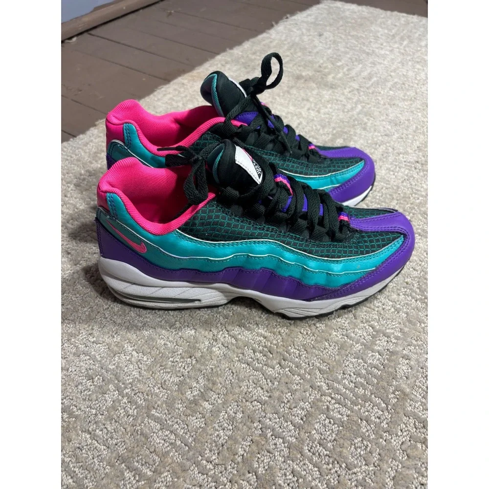 Nike Air Max 95 Youth Shoes Purple Teal Pink Black‎ Athletic Sneakers Size 6Y